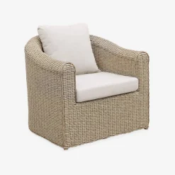 Conjunto de mobiliário de jardim redondo em resina tecida, 4 lugares