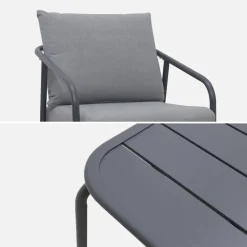 Conjunto de mobiliário de jardim em metal, 4 lugares
