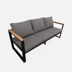 Conjunto de mobiliário de jardim em madeira e alumínio, 5 lugares