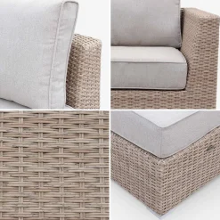 Conjunto de mobiliário de jardim com sofá em resina tecida, 5 lugares