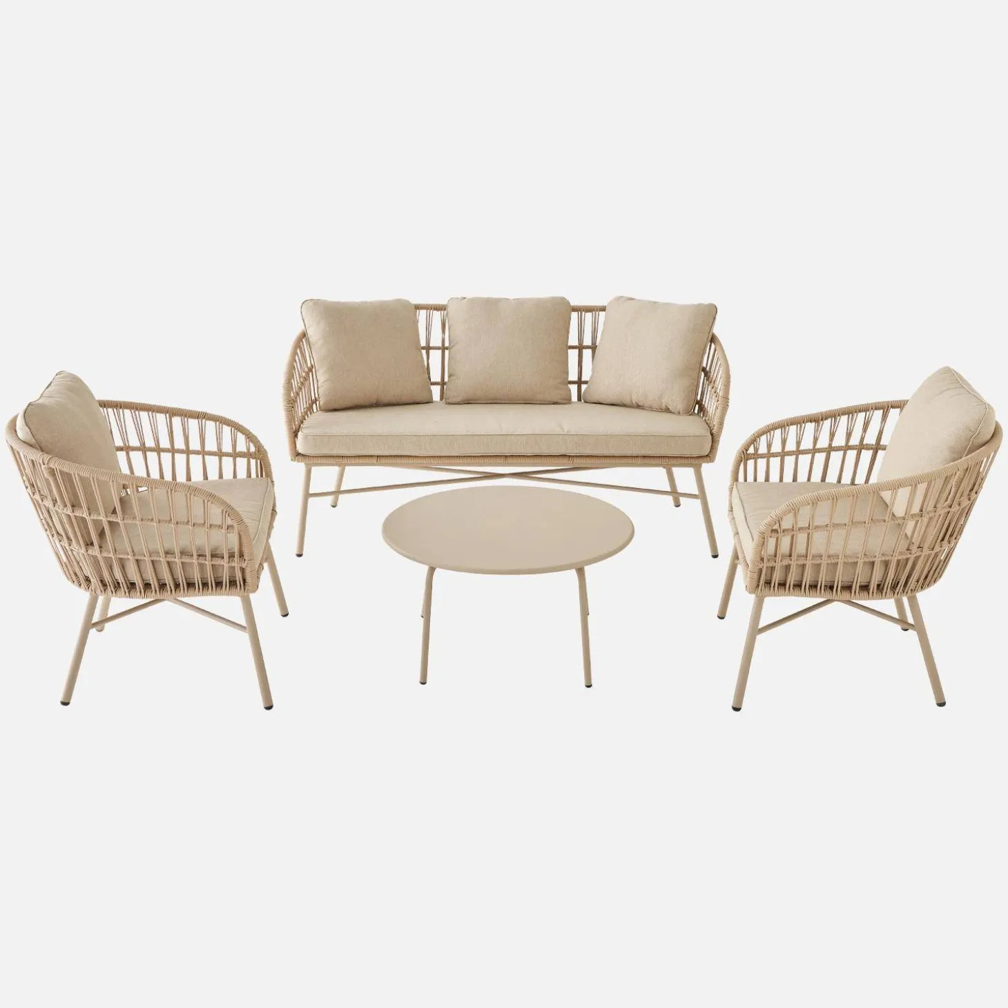 Conjunto de mobiliário de jardim de corda, 4 lugares