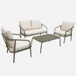 Conjunto de mobiliário de jardim em metal, 4 lugares