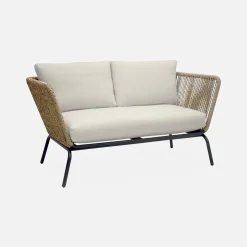 Conjunto de mobiliário de jardim baixo, 4 lugares