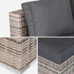 Conjunto de mobiliário de jardim com sofá em resina tecida de 5 lugares