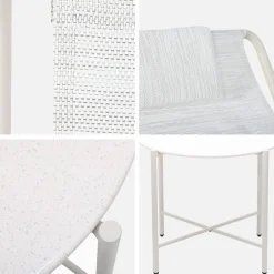 Conjunto de 2 poltronas reclináveis com mesa redonda em aço