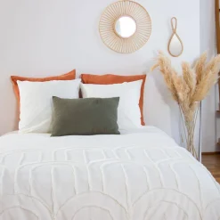 Conjunto de roupa de cama com arcos tufados retro em algodão
