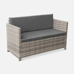 Conjunto de sofá de jardim de 4 lugares em resina tecida