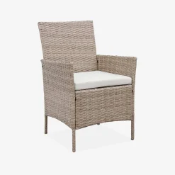 Conjunto de sofá de jardim em resina trançada, 4 lugares