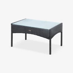 Conjunto de sofá de jardim em resina trançada, 4 lugares