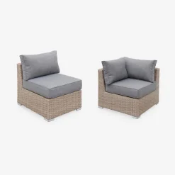 Conjunto de sofá de jardim em resina tecida, 12 a 14 lugares