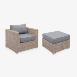 Conjunto de sofá de jardim em resina tecida, 12 a 14 lugares