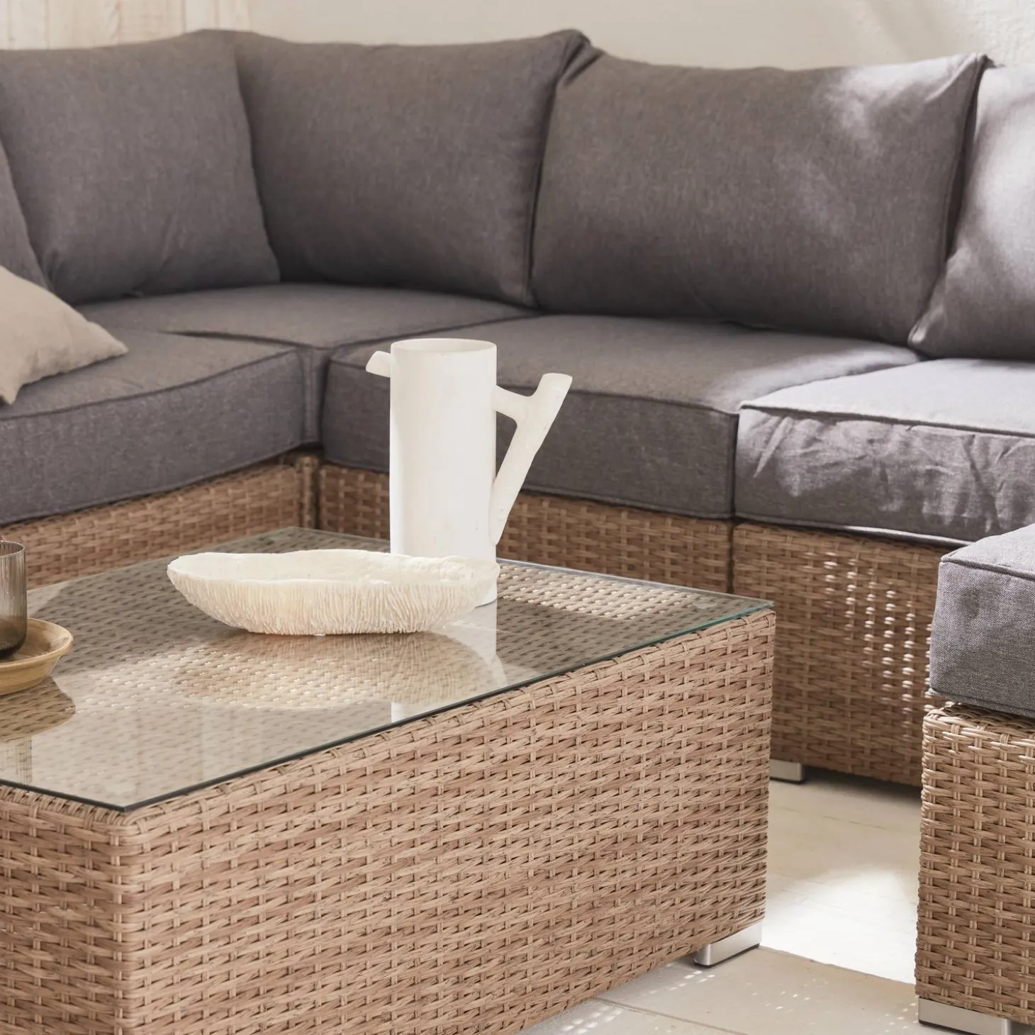 Conjunto de sofá de jardim em resina tecida, 12 a 14 lugares
