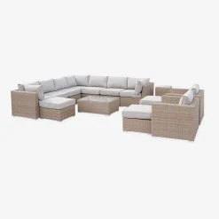 Conjunto de sofá de jardim em resina tecida, 12 a 14 lugares