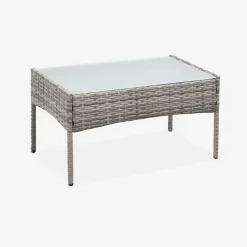 Conjunto de sofá de jardim em resina trançada, 4 lugares
