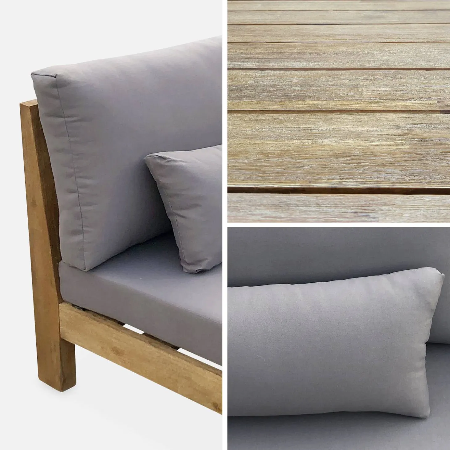Conjunto de sofá de jardim relax em madeira, 5 lugares