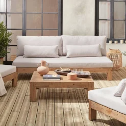 Conjunto de sofá de jardim relax em madeira, 5 lugares