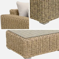 Conjunto extra grande de mobiliário de jardim em resina, 4 lugares
