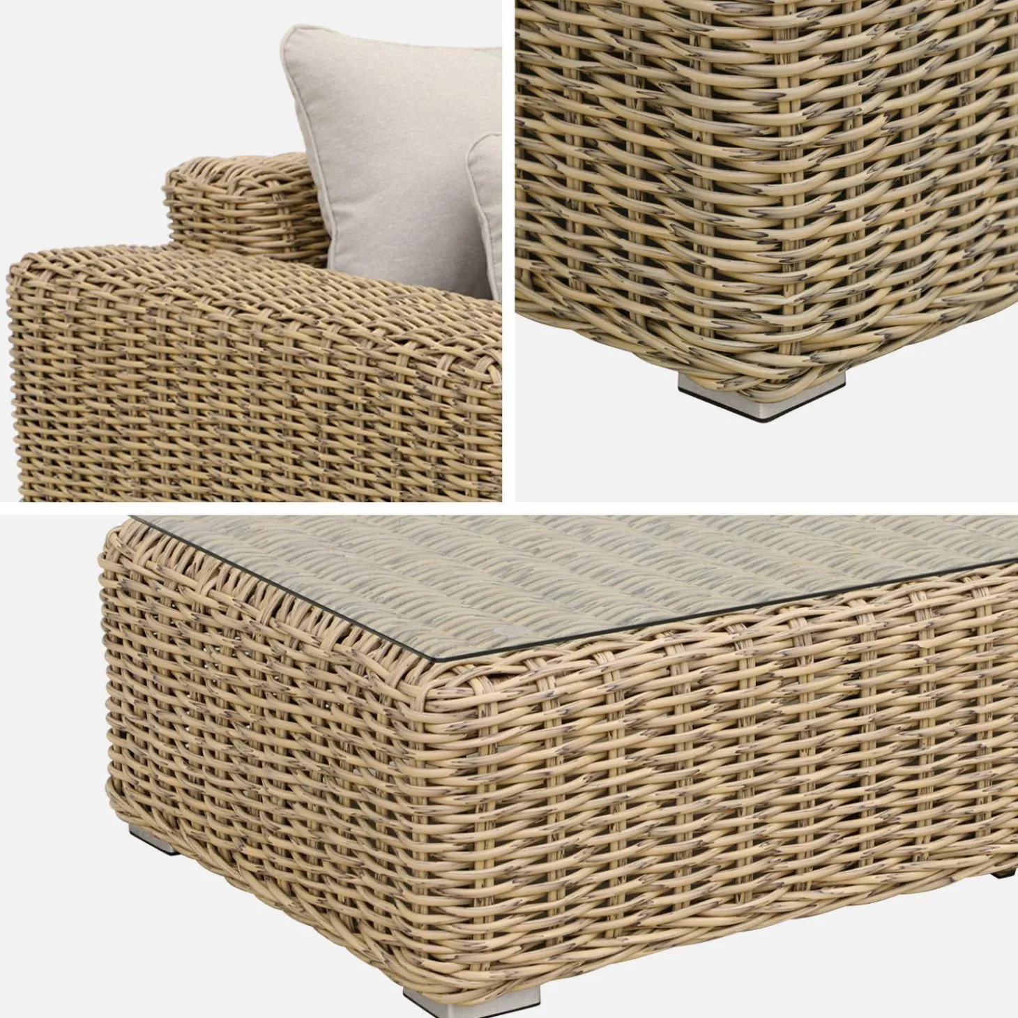 Conjunto extra grande de mobiliário de jardim em resina, 4 lugares