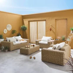 Conjunto extra grande de mobiliário de jardim em resina, 4 lugares