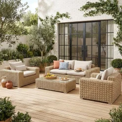Conjunto extra grande de mobiliário de jardim em resina, 4 lugares