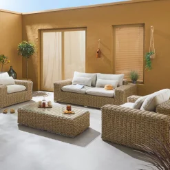 Conjunto extra grande de mobiliário de jardim em resina, 4 lugares