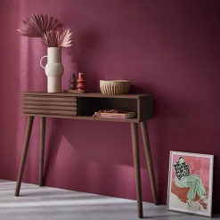 Consola escandinava com efeito de madeira, 100cm