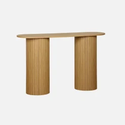 Consola escandinava oval com efeito madeira canelada