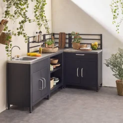 Cozinha ao ar livre 4 módulos aço inoxidável