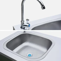Cozinha exterior de 2 módulos com churrasqueira a carvão e lava-loiças