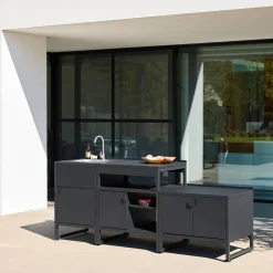 Cozinha exterior de 3 módulos em aço inoxidável