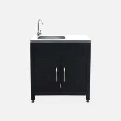 Cozinha exterior em aço de 7 módulos com churrasqueira a gás de 4 queimadores + capa