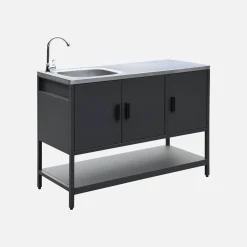 Cozinha exterior estilo ilha em aço inoxidável de 2 módulos