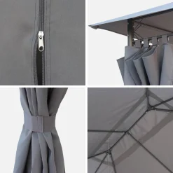Dossel e cortinas para gazebo, Divio 3x4m