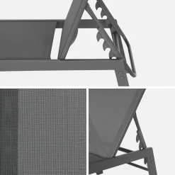 Espreguiçadeira de aço multi posições, conjunto de 2