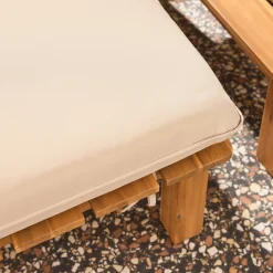 Espreguiçadeira modular multiposições em madeira de acácia com mesa, set de 2