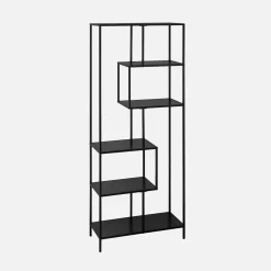 Estante assimétrica de 6 níveis em metal preto
