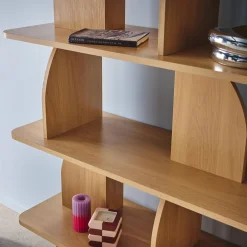 Estante, biblioteca exótica decoração madeira, 5 níveis