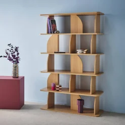 Estante, biblioteca exótica decoração madeira, 5 níveis