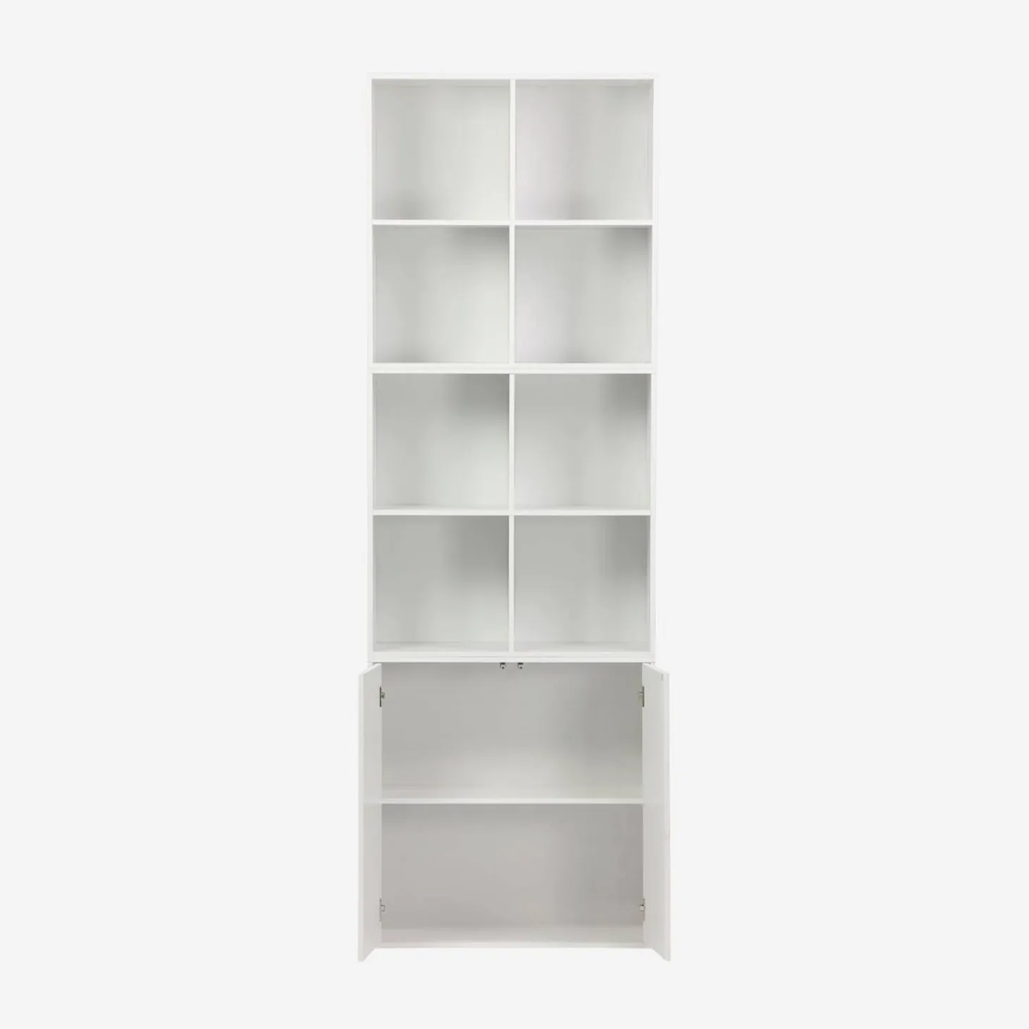 Estante, biblioteca modular decoração madeira, 2 portas e 8 nichos