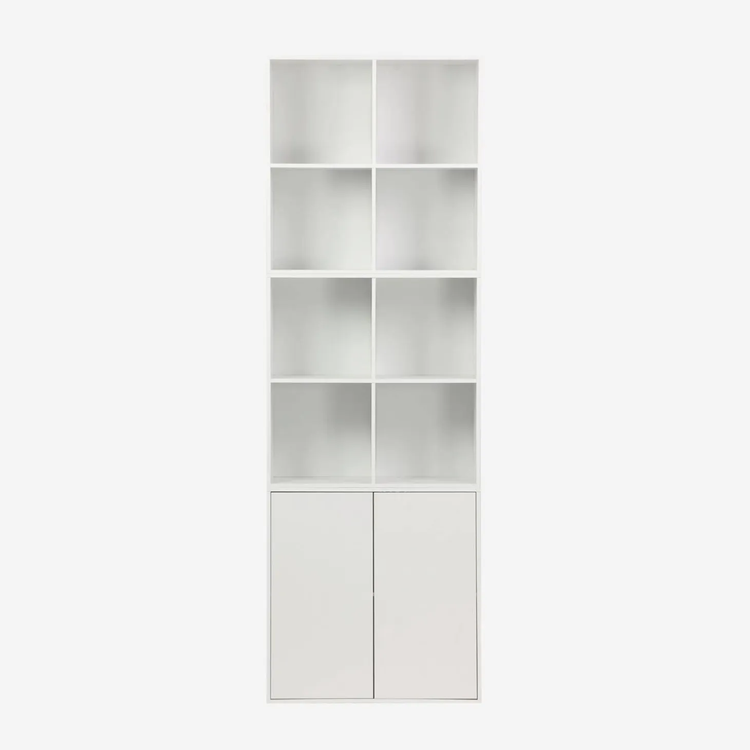Estante, biblioteca modular decoração madeira, 2 portas e 8 nichos
