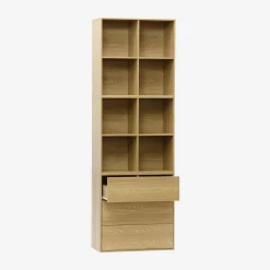Estante, biblioteca modular decorativa de madeira, 3 gavetas e 8 nichos