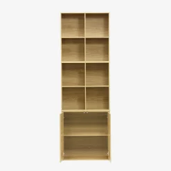 Estante, biblioteca modular decoração madeira, 2 portas e 8 nichos