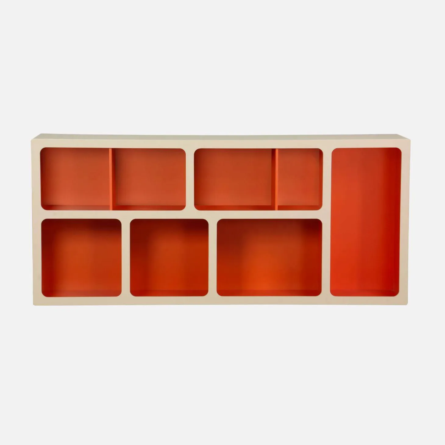 Estante de biblioteca orgânica decoração madeira bicolor 8 compartimentos