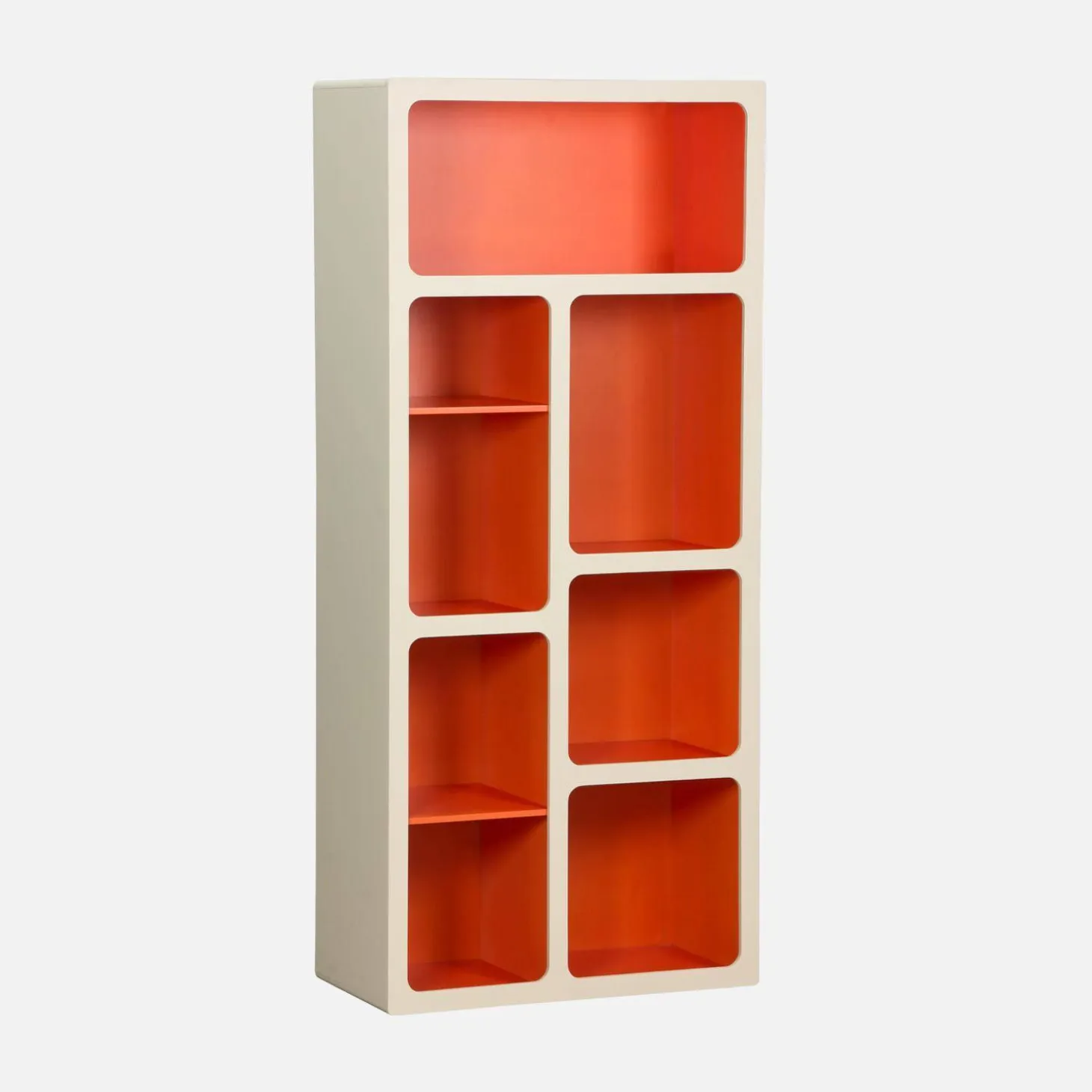 Estante de biblioteca orgânica decoração madeira bicolor 8 compartimentos