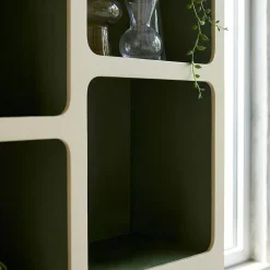 Estante de biblioteca orgânica decoração madeira bicolor 8 compartimentos