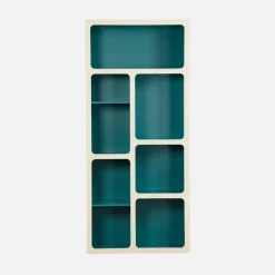 Estante de biblioteca orgânica decoração madeira bicolor 8 compartimentos