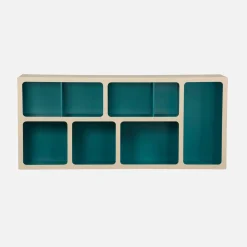 Estante de biblioteca orgânica decoração madeira bicolor 8 compartimentos