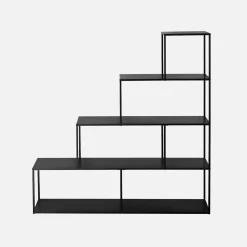 Estante de metal preto em forma de escada, 4 níveis