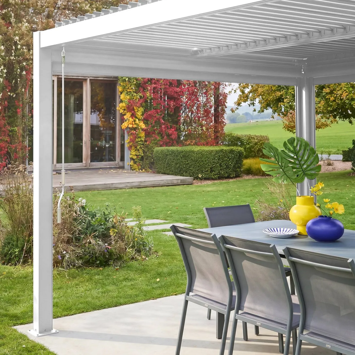 Estore lateral de enrolar em alumínio e textilene para pérgola bioclimática, 3m