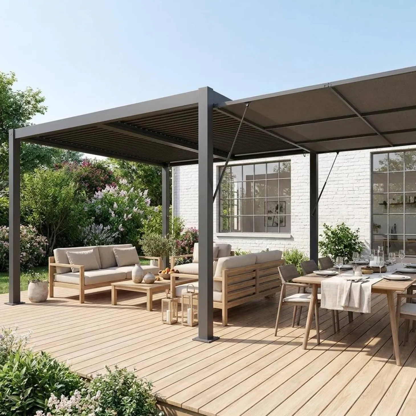 Estore lateral retrátil em alumínio e textileno para pérgola bioclimática, 4m